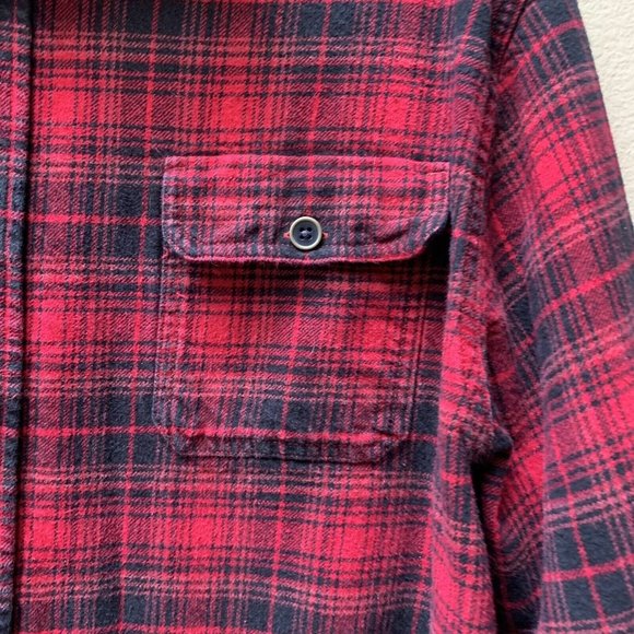 Jachs Men's XLT Red & Black Plaid Heavy Cotton Flannel Shirt Shacket 32” length - Picture 3 of 8
